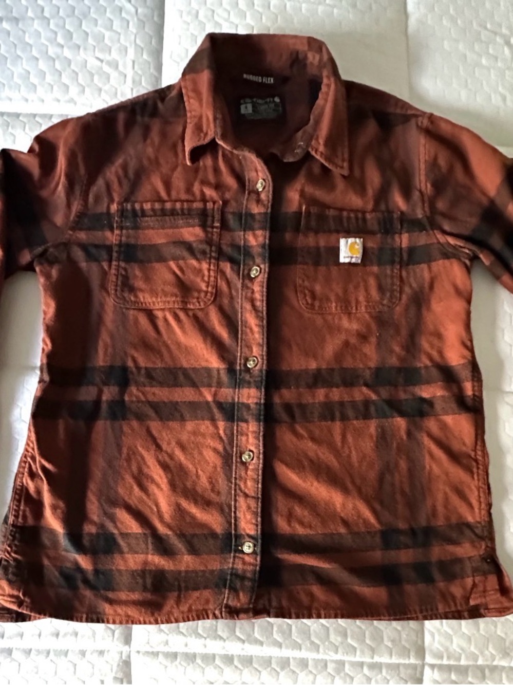 Carhartt Rugged Flex Flannel Shirt - Rust Plaid - Picture 2 of 7